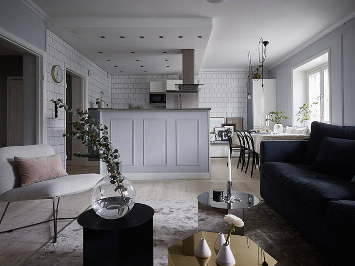 Кухня как в ресторане и красивая гамма: необычная квартира в Стокгольме