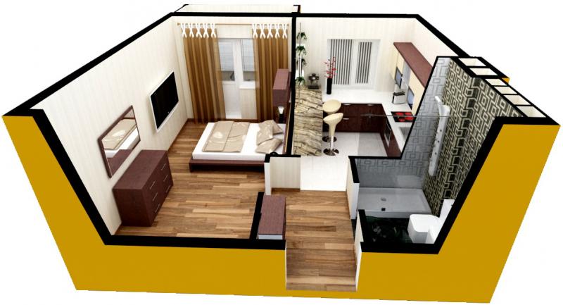 Дизайн маленькой однокомнатной квартиры для молодоженов