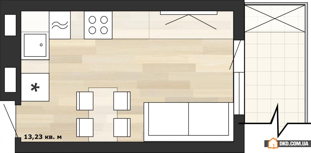 4 варианта планировки узкой прямоугольной кухни
