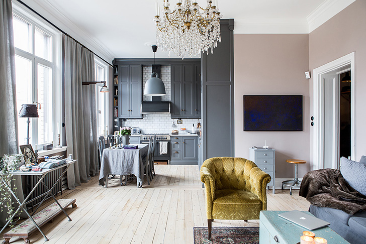 Квартира в серых тонах в Швеции