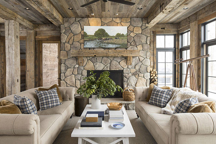 Прекрасный дом из дерева и камня для отдыха семьи в США