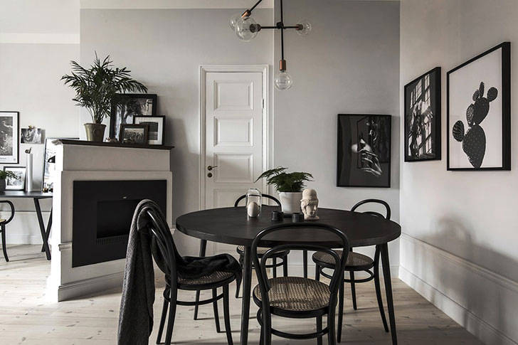 Черно-белый дизайн квартиры в Стокгольме (56 кв. м)