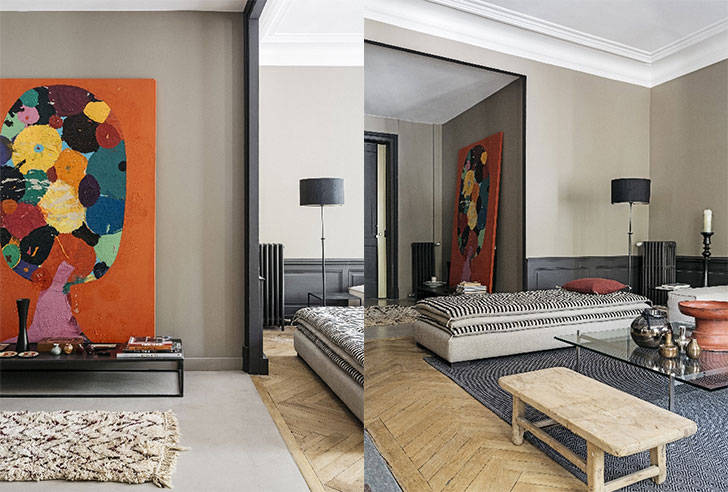 Стильная квартира с картинами в качестве декора во Франции