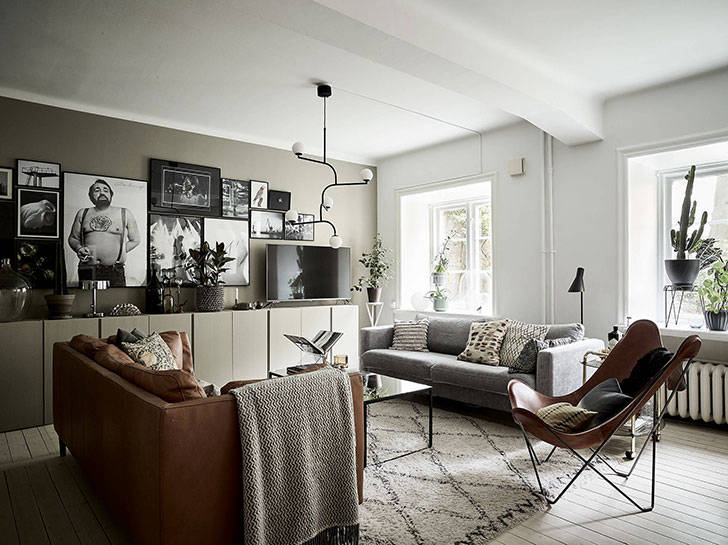 Стильная квартира в бежевых оттенках в Швеции (72 кв. м)