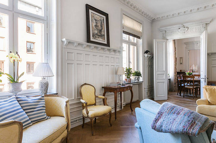 Великолепная классика: квартира в старом доме в Стокгольме (121 кв. м)