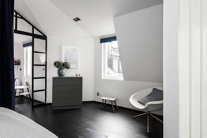 Квартира с необычной планировкой на последнем этаже в Стокгольме (115 кв. м)