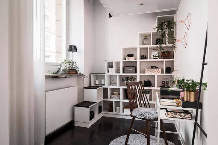 Черно-белая двухкомнатная квартира в Швеции (37 кв. м)