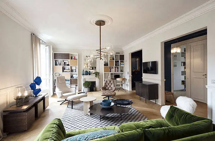 Paris Apartment with Blue Fireplace - Gallery image 1