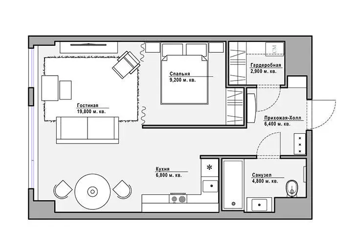 Elegante kleine Mietwohnung in Moskau (53 qm) - Gallery image 8