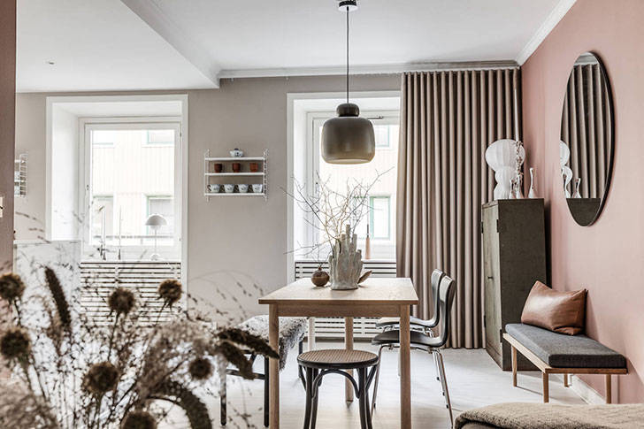 Необычно красивый цвет стен в квартире в Стокгольме (71 кв. м)
