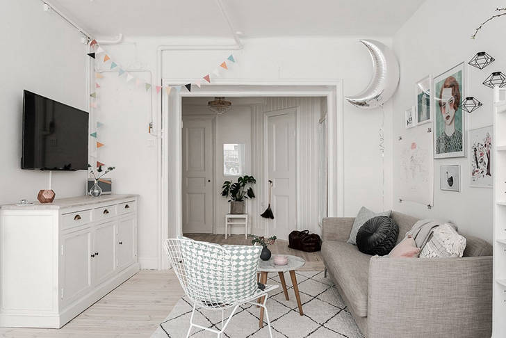 Шведская квартира с пастельными деталями (43 кв. м)