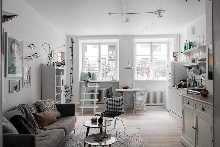 Шведская квартира с пастельными деталями (43 кв. м)