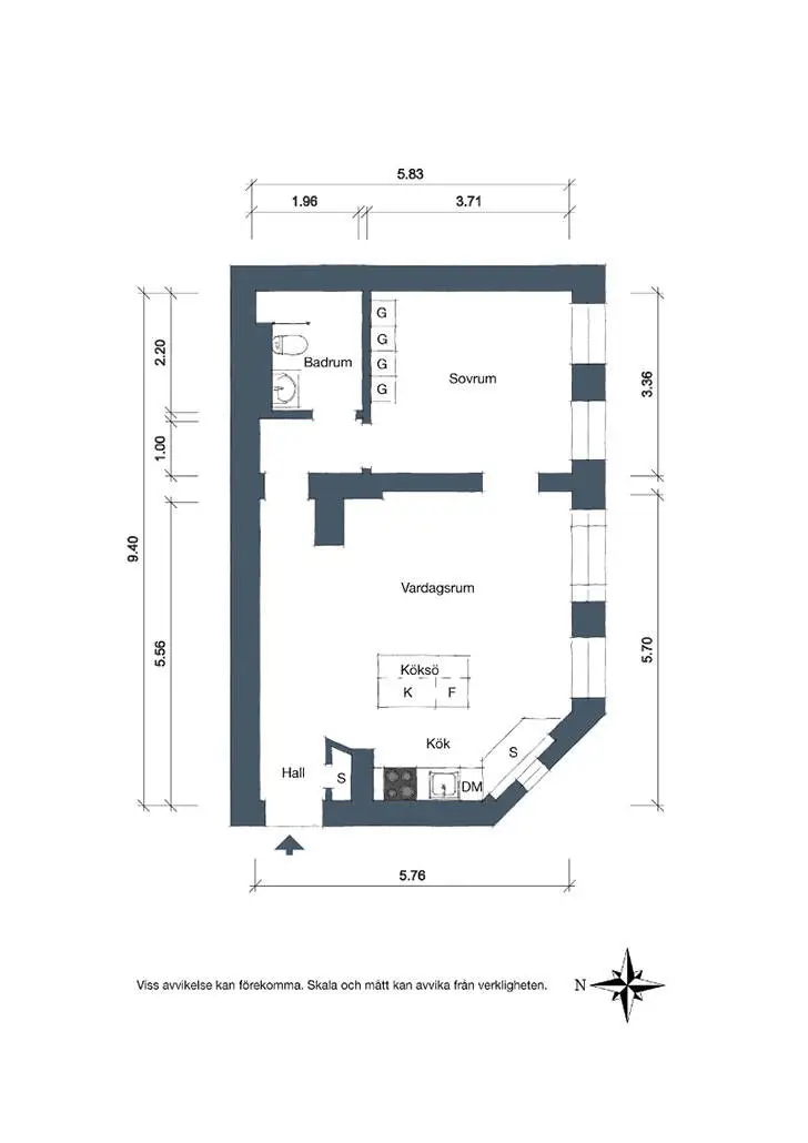 Симпатичная двухкомнатная квартира в белом (53 кв. м)