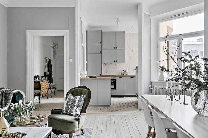 Изысканная квартира со старинной печью в Швеции