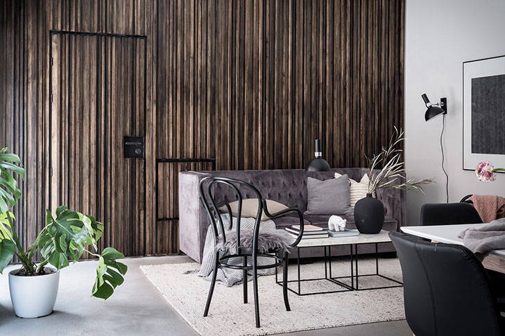 Двухуровневая квартира в Швеции с деревянной и кирпичной стенами (71 кв. м)