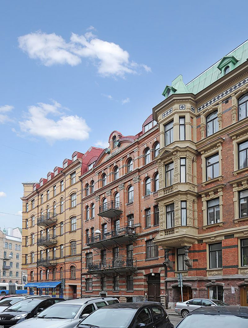 Светлая квартира с синей спальней в Гётеборге (66 кв. м)