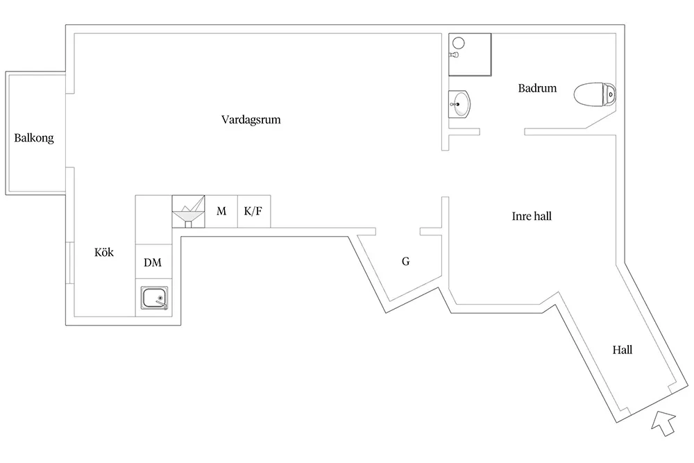 Estilo moderno apartamento pequeño con sofá de cuero y cama en armario (38 m²) - Gallery image 11