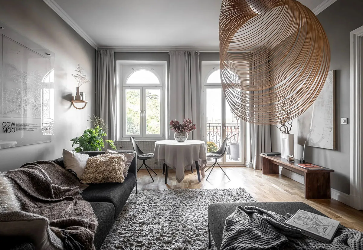 Стильный серый интерьер в Швеции с необычным декором (65 кв. м) - Gallery image 2