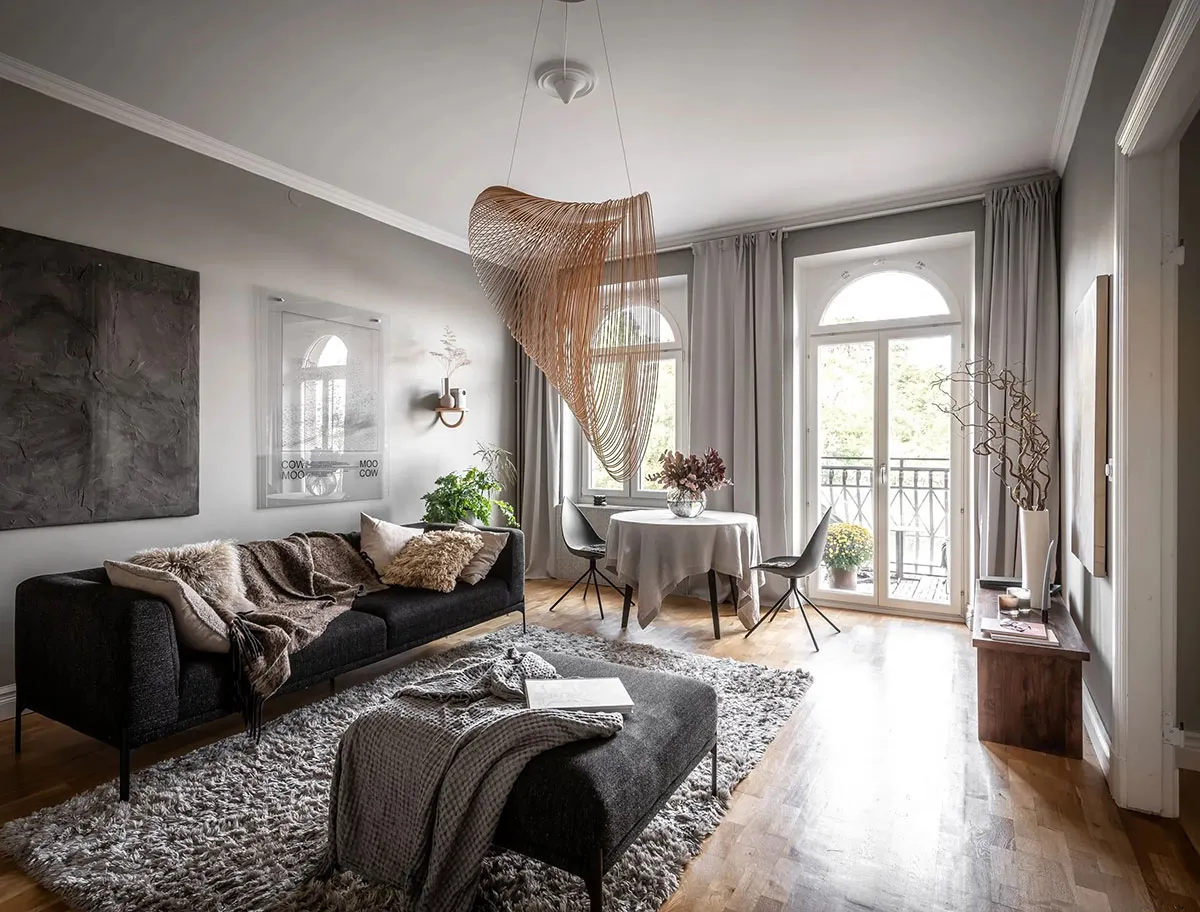 Стильный серый интерьер в Швеции с необычным декором (65 кв. м) - Gallery image 4