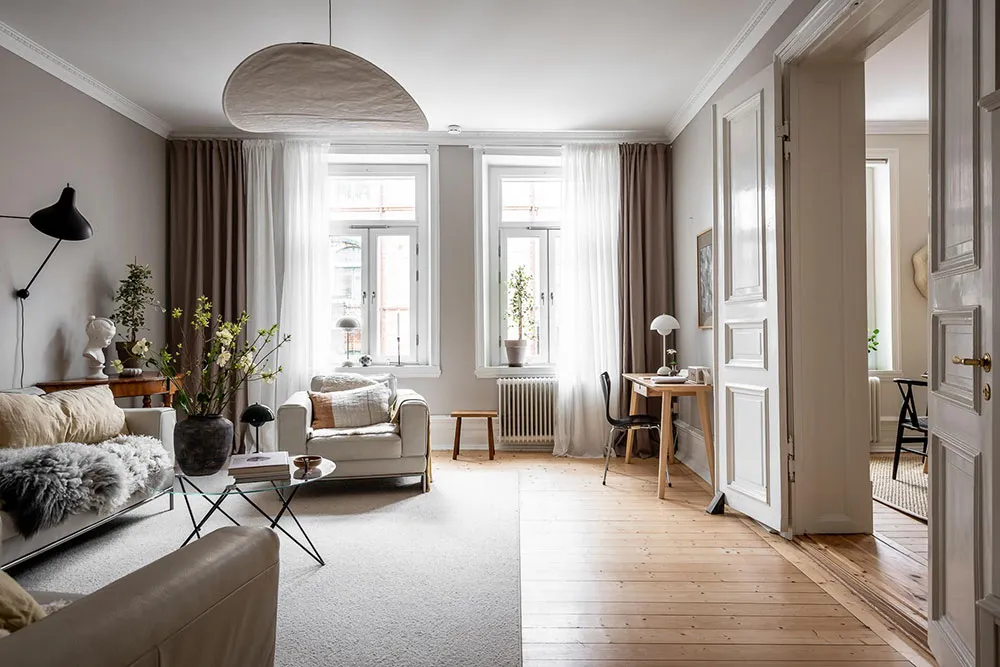 Intérieur scandinave cosy avec tapis mur - Gallery image 3