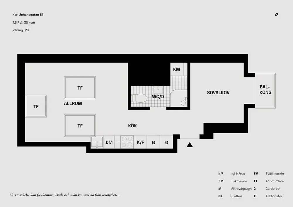 Mały szwedzki loft z mansardowymi oknami i ceglany ścianą (30 m²) - Gallery image 17