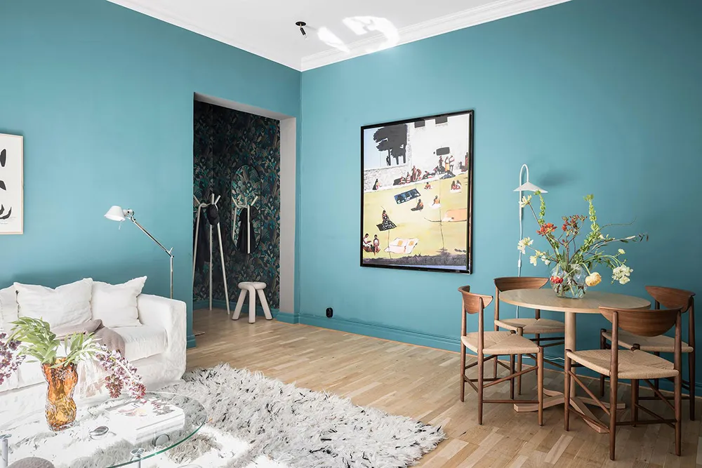 Außergewöhnlich farbenfrohe Farben im skandinavischen Interieur einer schwedischen Wohnung (81 qm) - Gallery image 5