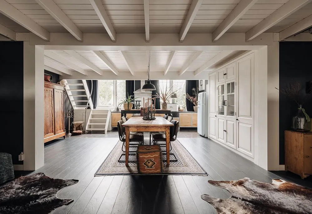 Black floors, white ceilings: amazing house in former school building in Netherlands - Gallery image 9