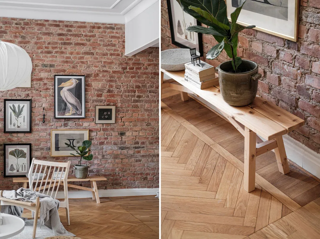 Ziegelsteinwand als Hauptakzent im Design einer Wohnung in Schweden - Gallery image 4