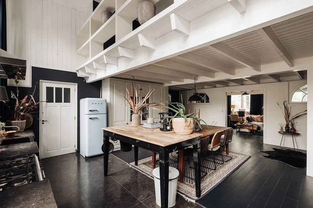 Black floors, white ceilings: amazing house in former school building in Netherlands - Gallery image 12