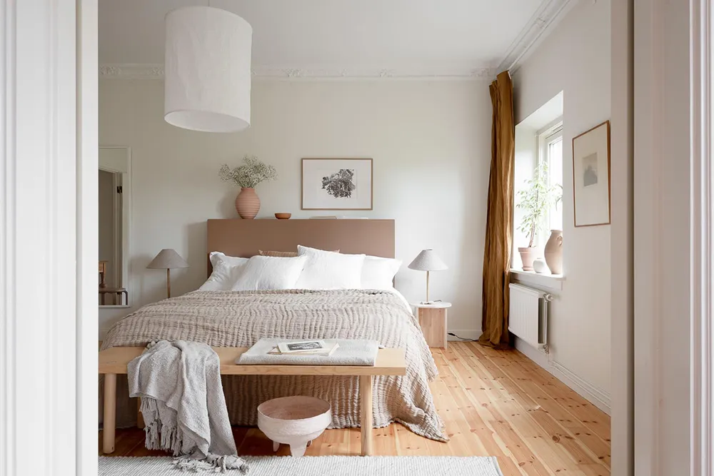 Salle de séjour en terre cuite et cuisine fraîche : appartement à Göteborg - Gallery image 9