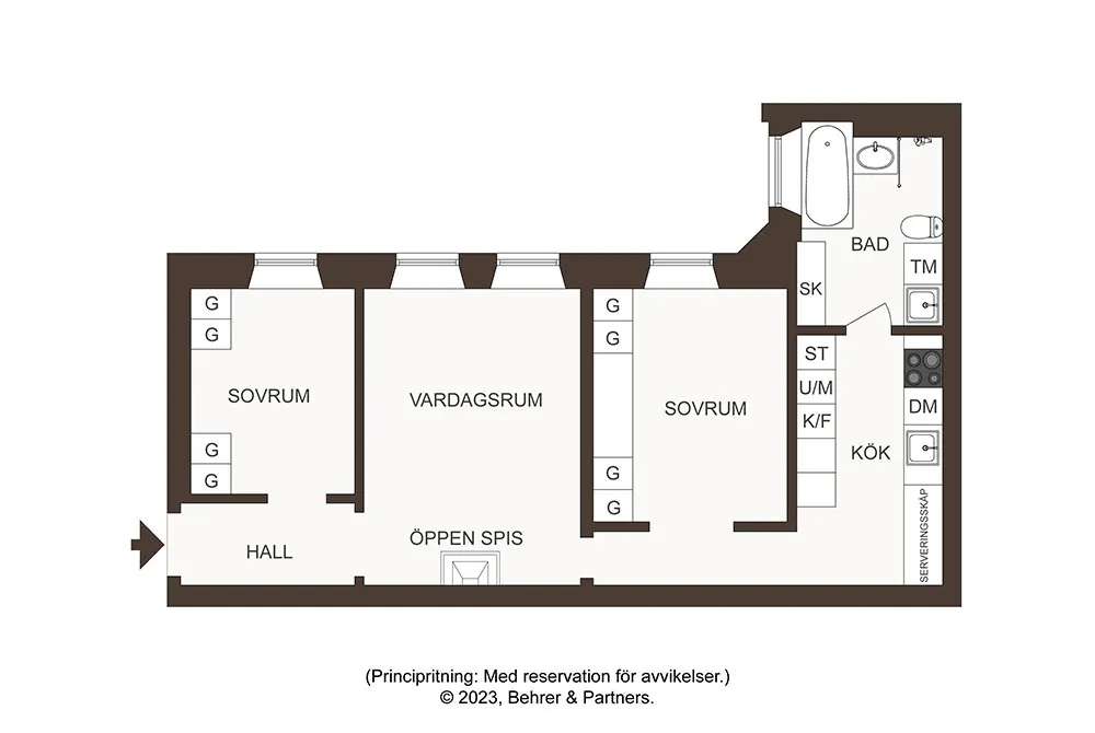 Là-dedans, plafond accentué et meubles élégants : appartement à Stockholm (72 m²) - Gallery image 22