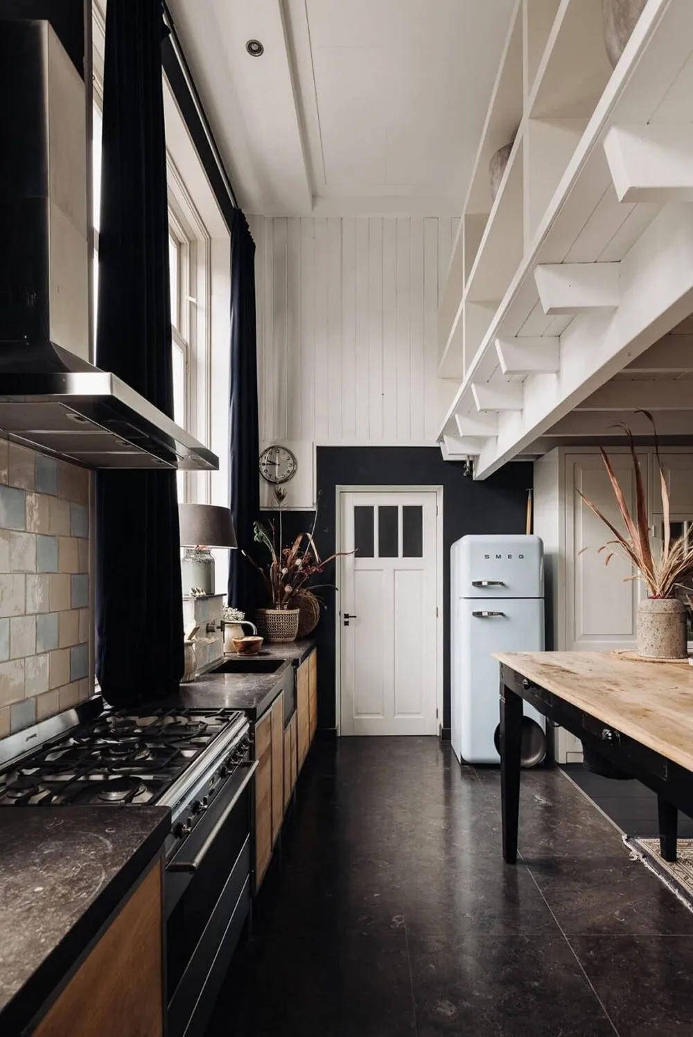 Black floors, white ceilings: amazing house in former school building in Netherlands - Gallery image 11