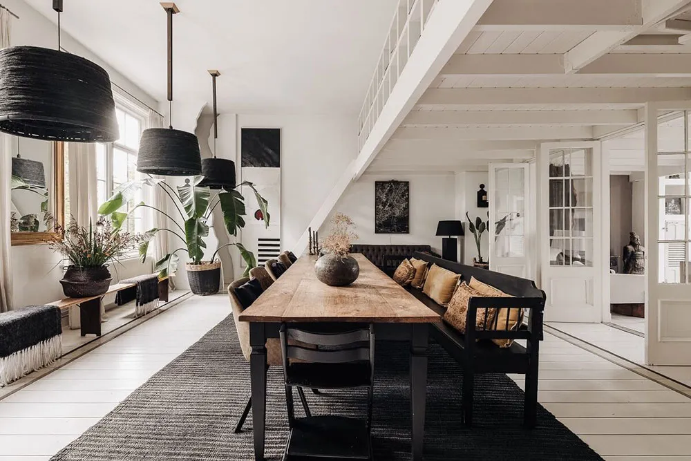 Black floors, white ceilings: amazing house in former school building in Netherlands - Gallery image 21