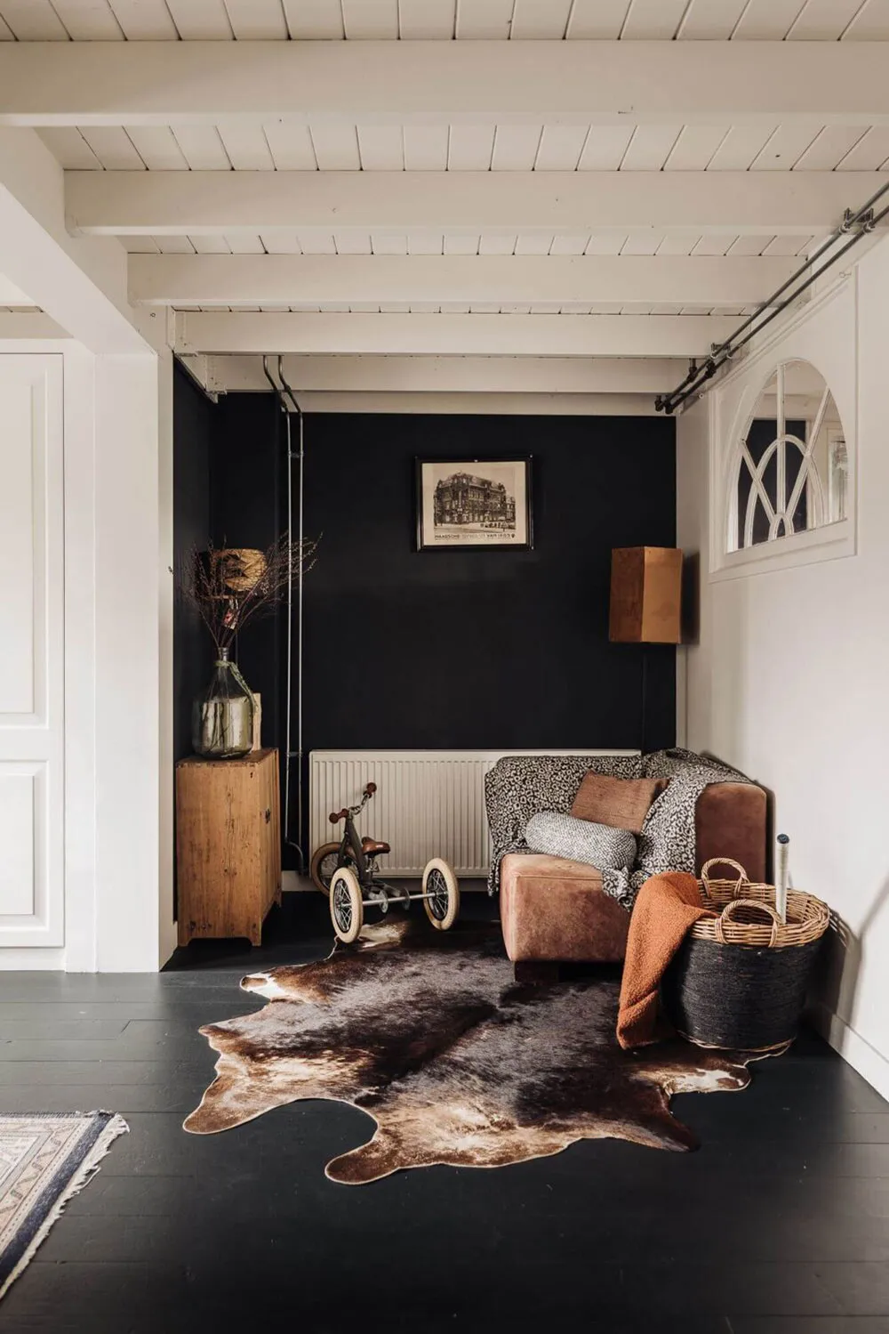 Black floors, white ceilings: amazing house in former school building in Netherlands - Gallery image 6