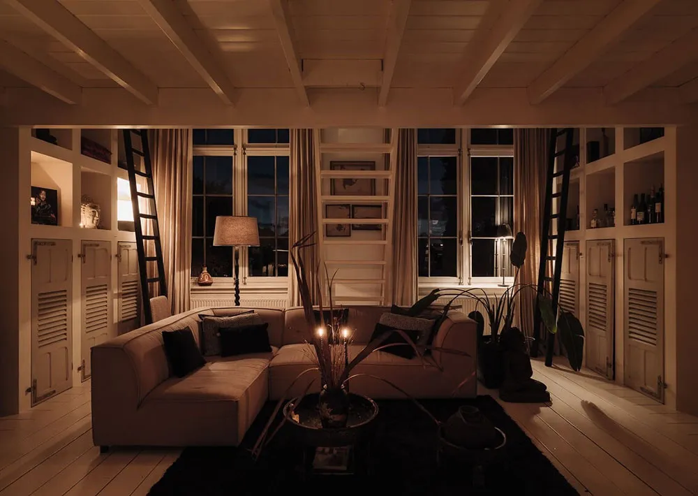 Black floors, white ceilings: amazing house in former school building in Netherlands - Gallery image 19