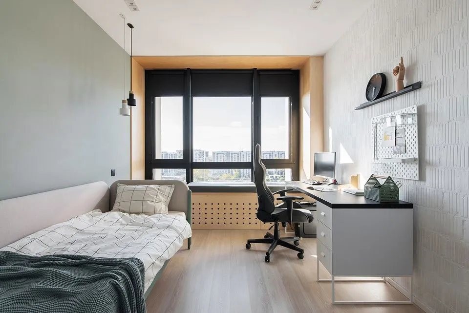 Stylowy czarno-biały interior z zielonymi akcentami dla młodej rodziny w Kijowie (69 m²) - Gallery image 9