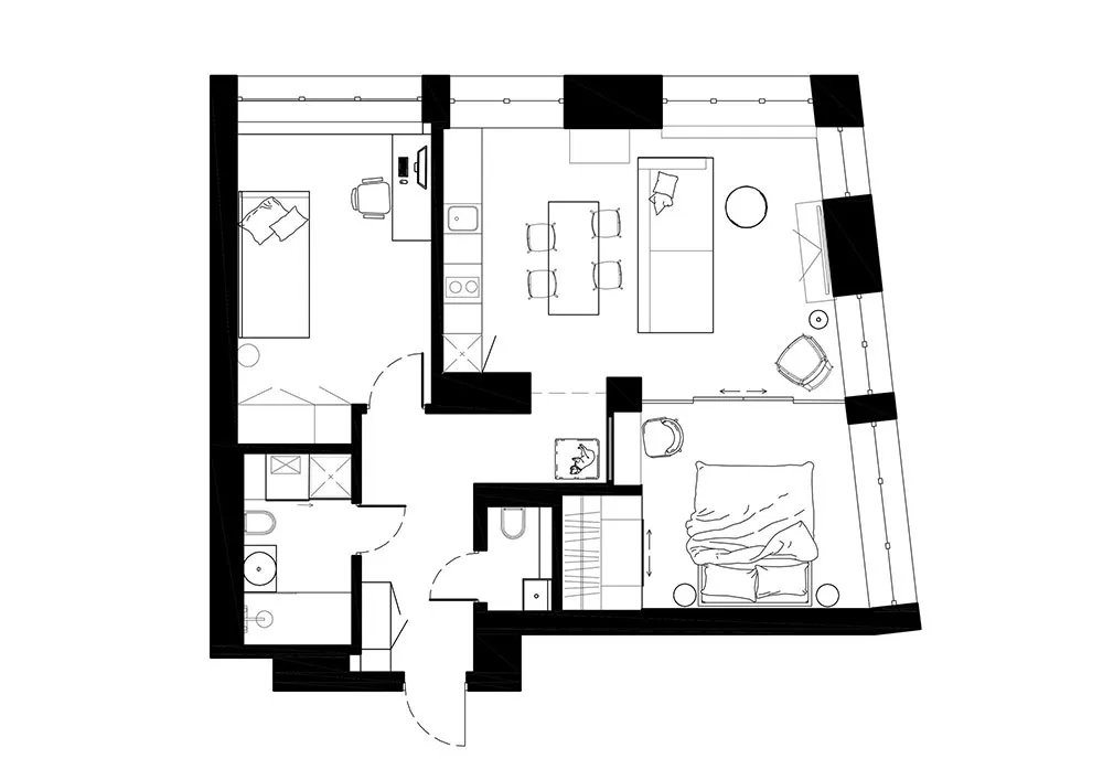 Stylowy czarno-biały interior z zielonymi akcentami dla młodej rodziny w Kijowie (69 m²) - Gallery image 16