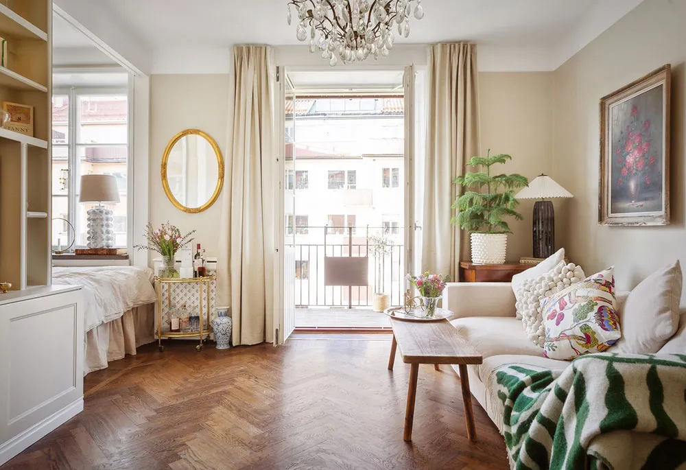 Kleine Studio-Wohnung mit Schlafzimmer in der Ecke und charmantem Interiordesign (34 qm) - 3