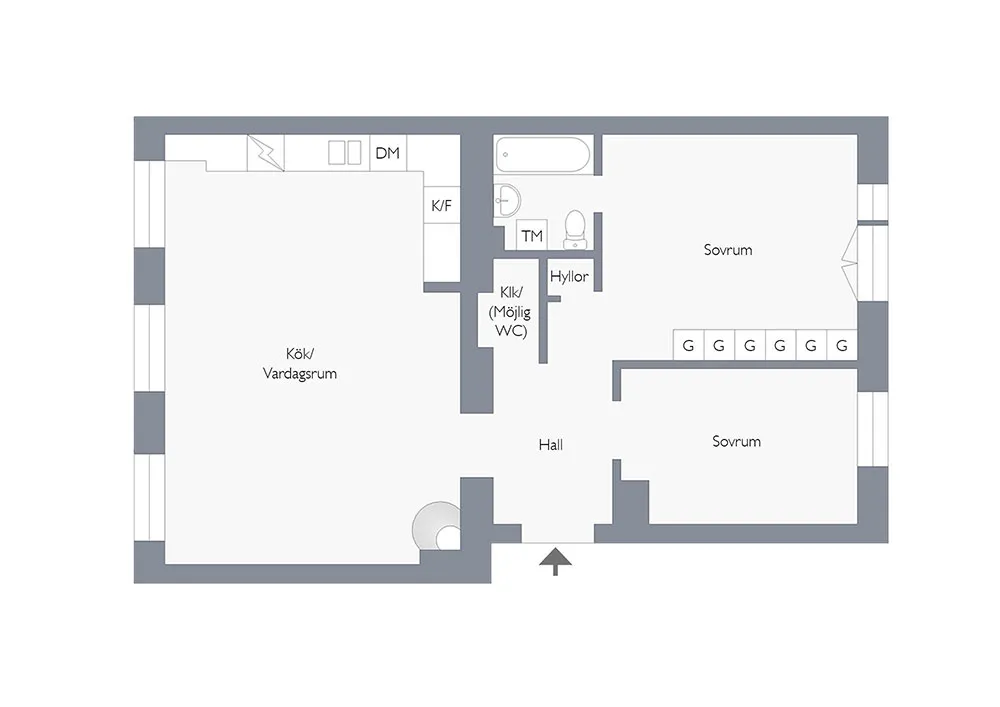 Kitchen without upper cabinets and fireplace: bright first-floor apartment in Stockholm - Gallery image 17