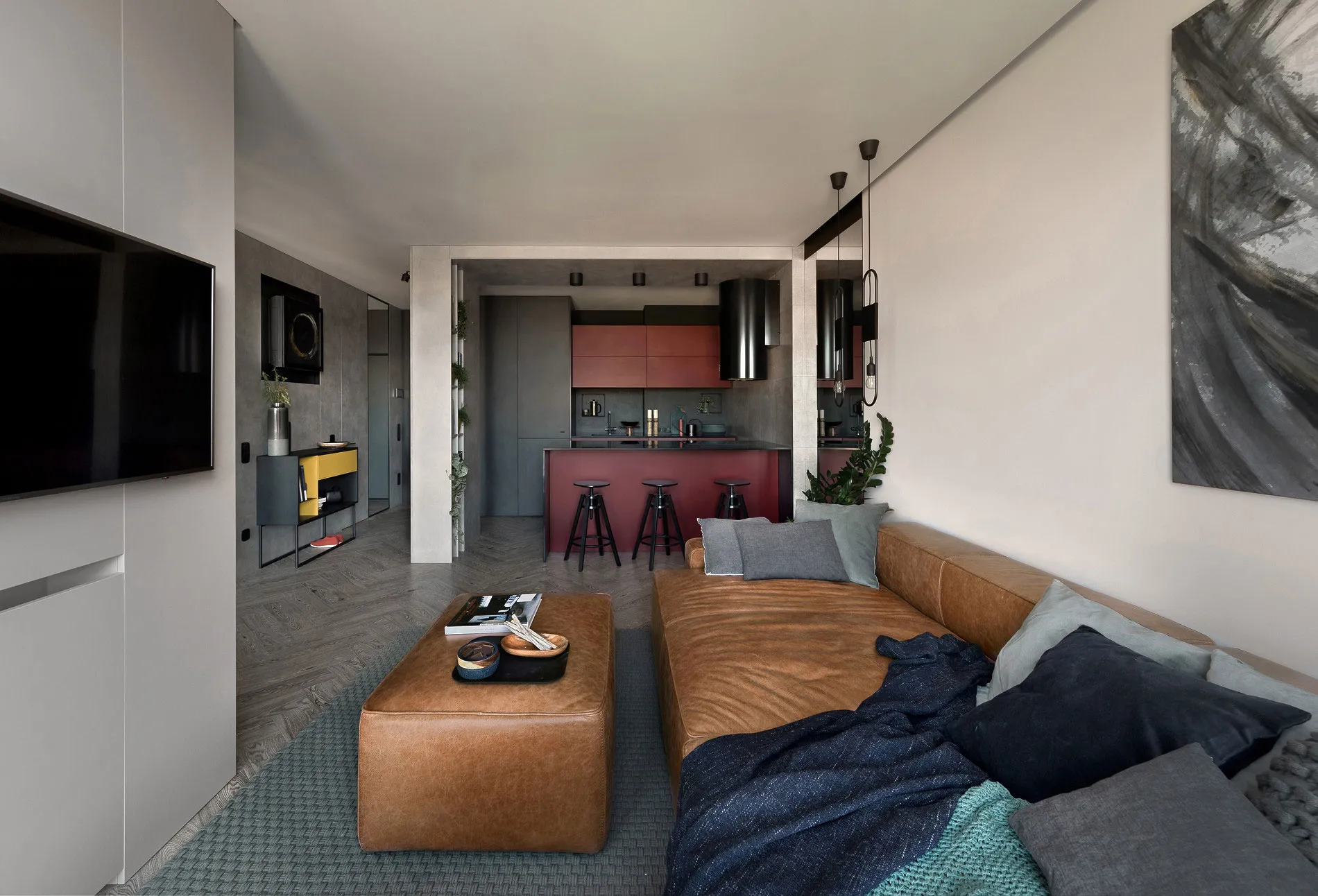 Pequeña apartamento con cocina morada en Kiev según el proyecto de Elena Fatieva (42 m²) - Gallery image 4