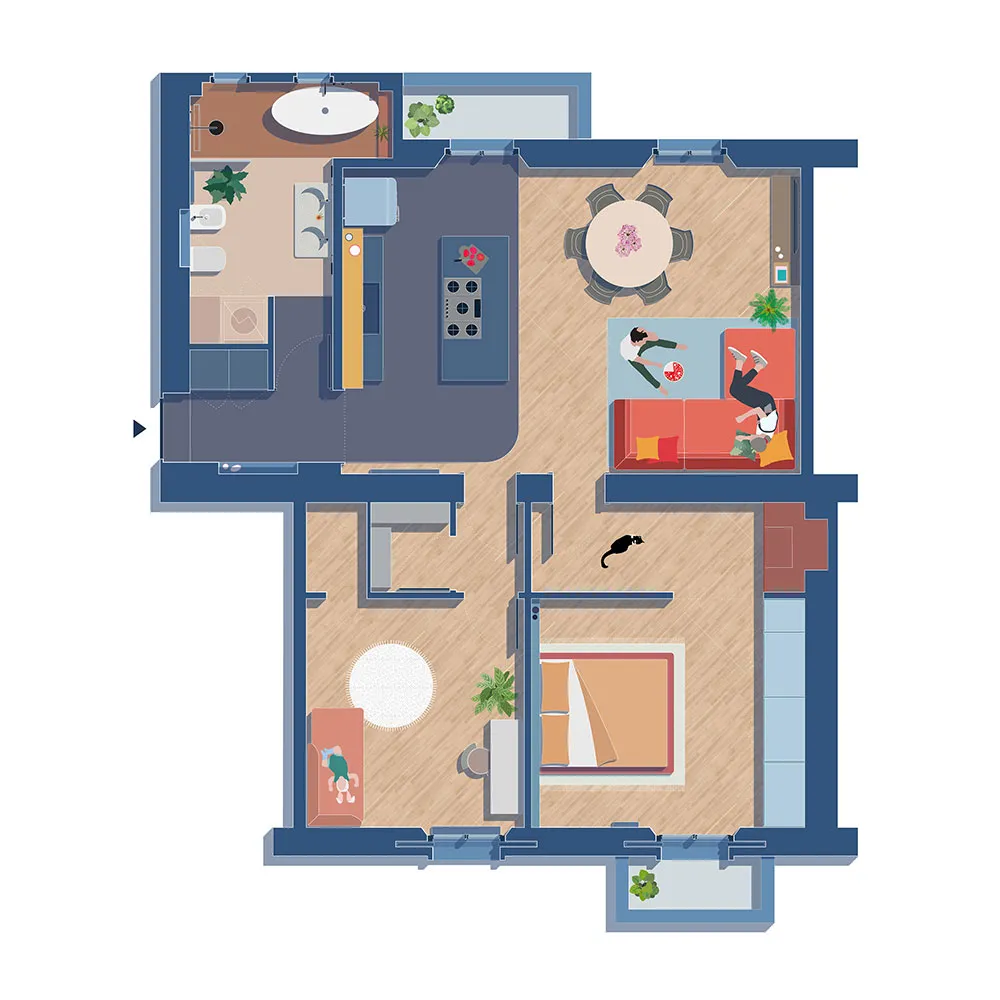 Vibrant Tones and Retro Notes: Bright Apartment in Milan - Gallery image 16