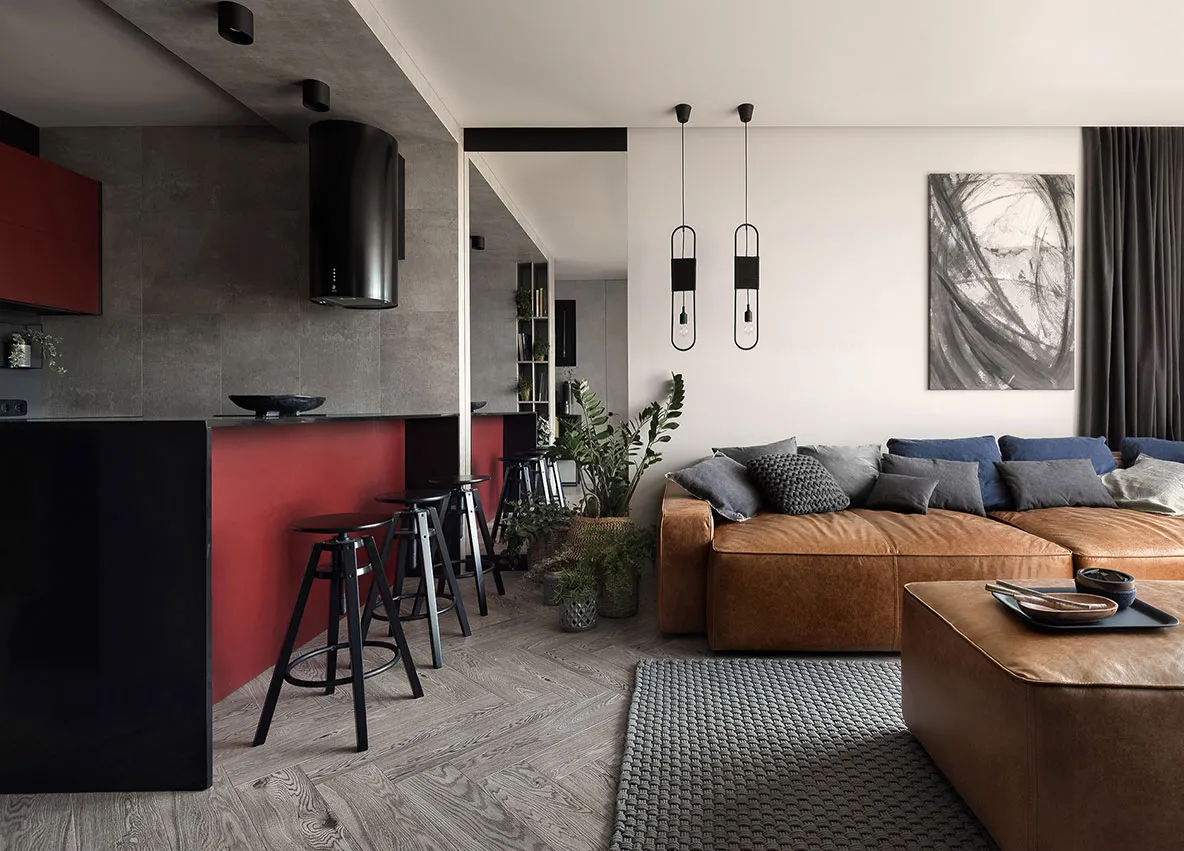 Pequeña apartamento con cocina morada en Kiev según el proyecto de Elena Fatieva (42 m²) - Gallery image 3