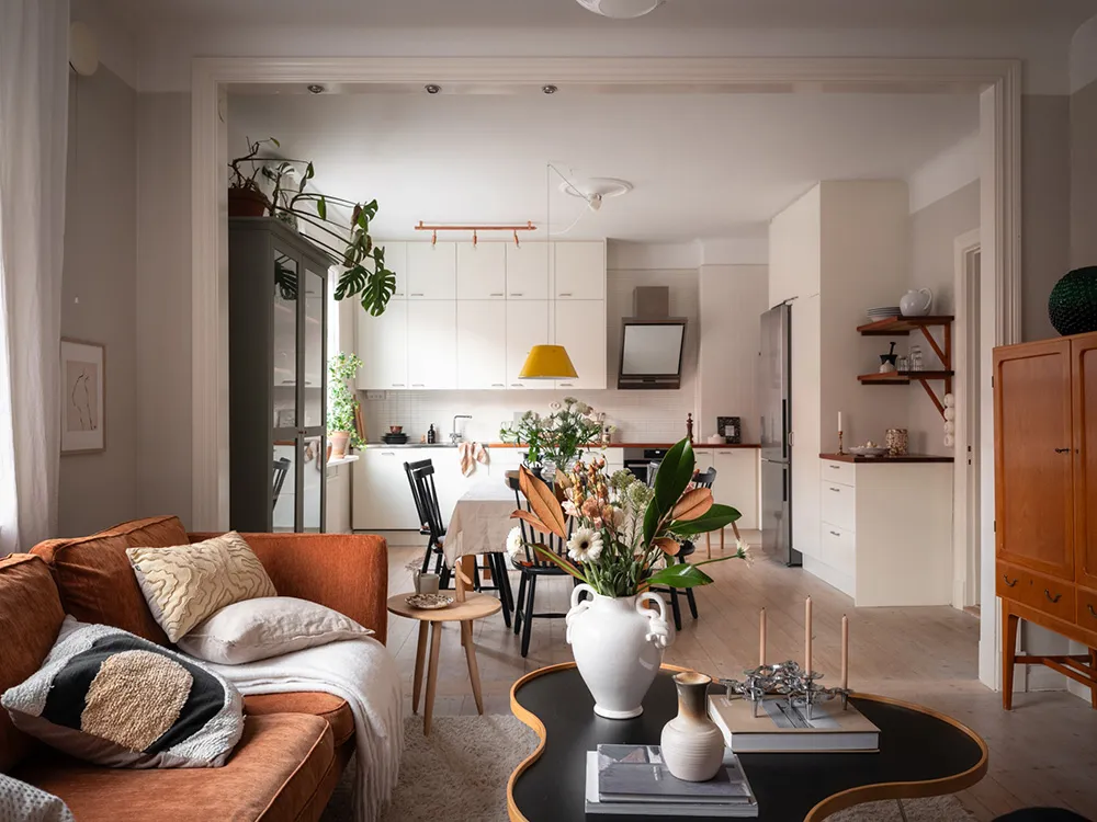 Rudy sofap i otwarte półki: żywy интерьер w Getborgu (65 m²) - 7