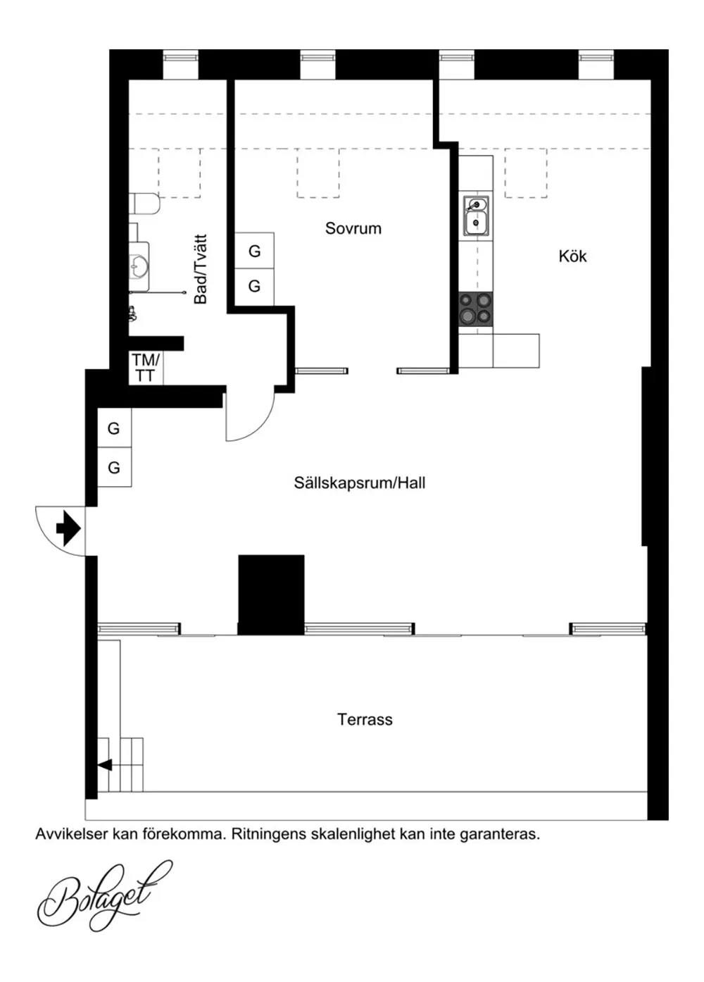 Jasna mansarda w Szwecji z ceglana ścianą i tarasem (82 m²) - Gallery image 28