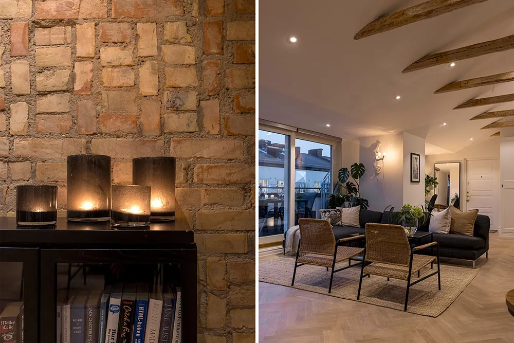 Jasna mansarda w Szwecji z ceglana ścianą i tarasem (82 m²) - Gallery image 26