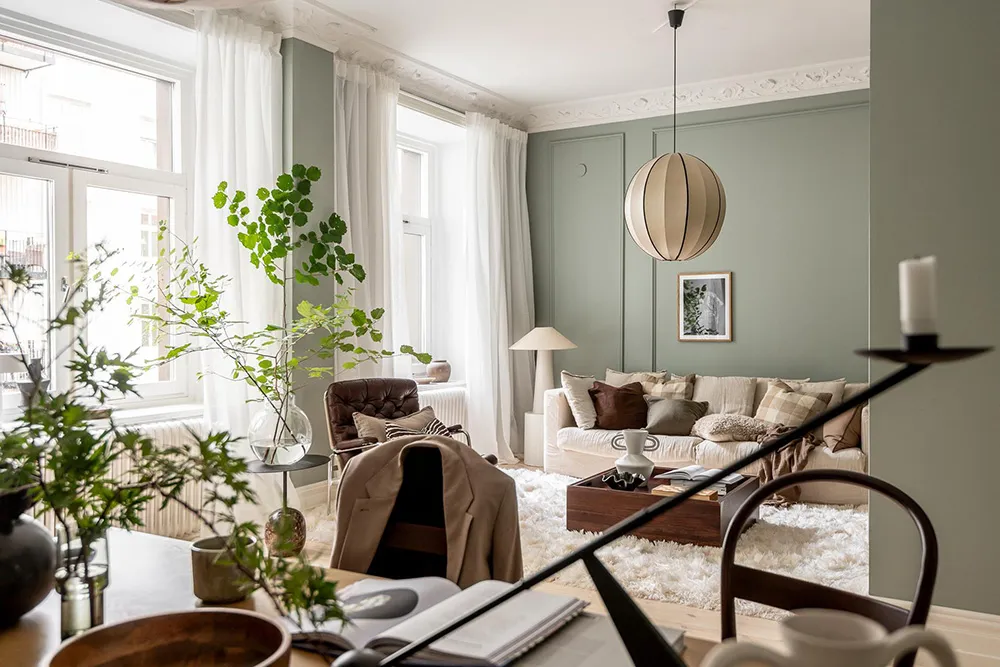 Helle Wohnung mit olivengrünen Wänden in Göteborg (66 qm) - Gallery image 3