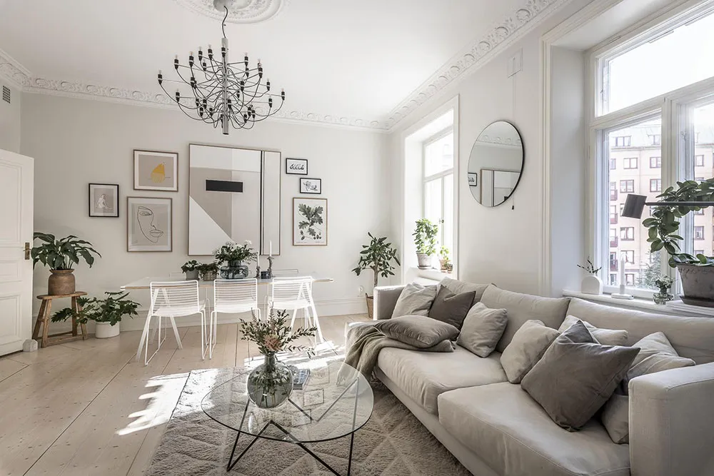 Helle monochrome Wohnung in Göteborg mit blauer Schlafzimmer (92 qm) - Gallery image 4