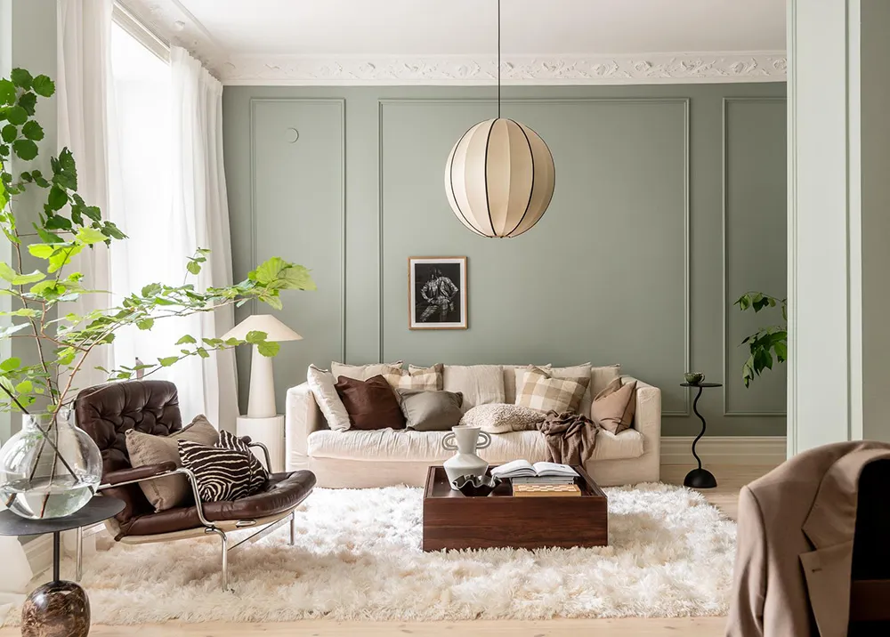 Helle Wohnung mit olivengrünen Wänden in Göteborg (66 qm) - Gallery image 4