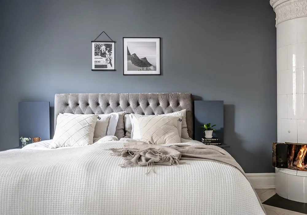 Helle monochrome Wohnung in Göteborg mit blauer Schlafzimmer (92 qm) - Gallery image 10