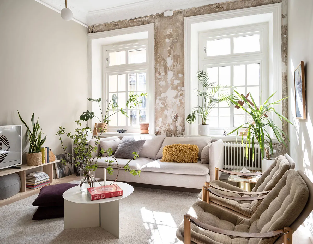 Murs peints à la main et cuisine blanche-verte inhabituelle : appartement à Göteborg (75 m²) - Gallery image 15